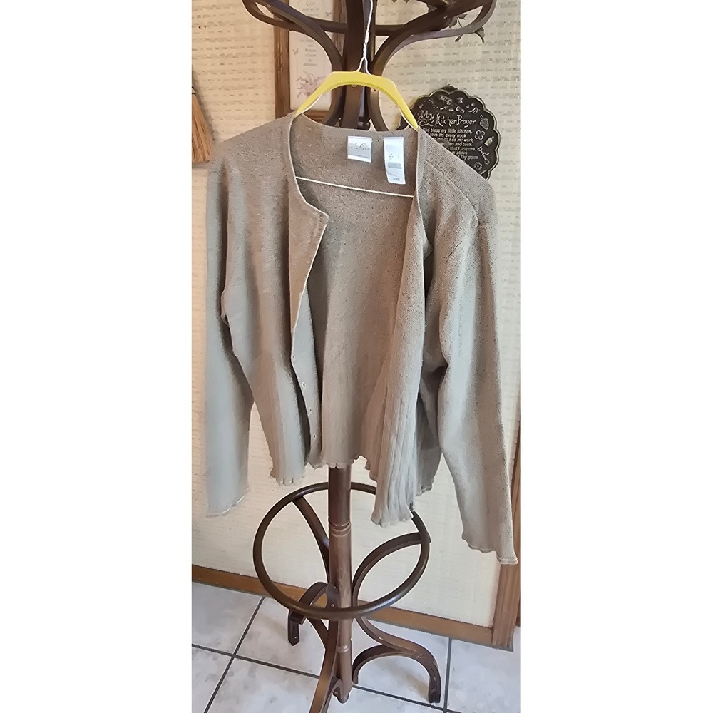 Emma James Liz Claiborne Taupe Knit Cardigan and Tank Top Sweater Set Large